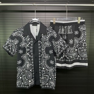 Summer shirt, beach set, trousers, with short sleeve, 3D