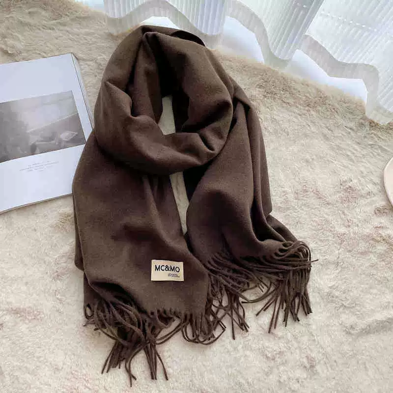 Colored winter scarf, red cashmere, keep warm universal cloak, increased thickness
