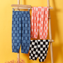 兒童防蚊褲夏季薄款男童女童格子燈籠褲寶寶沙灘褲長褲童裝批發