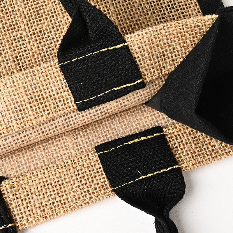 Bolsa de arpillera en stock bolsa de arpillera de lona con costuras bolsa de arpillera portátil tridimensional bolsa de arpillera laminado de gran capacidad personalizada