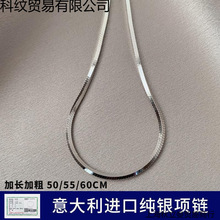 银项链男纯银扁蛇骨锁骨素链女男士链子嘻哈小众简约白金颈链包邮