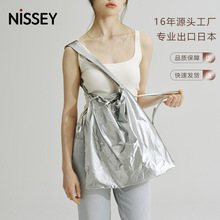 包邮新款锡箔单肩包韩版日系休闲文艺女包网红褶皱抽绳斜挎包批发