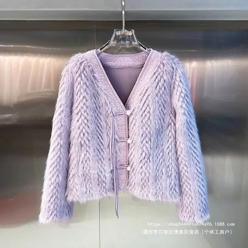 海宁皮草女冬小香风轻奢水貂绒2026新款加厚貂绒皮毛一体毛毛外套