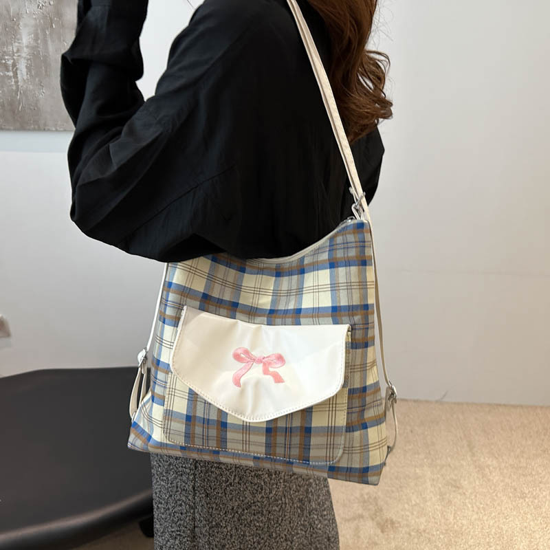 2024 summer niche new fashion college style Korean version personalized casual tote women's bow shoulder bag_voghion.com