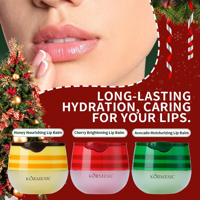 KORMESIC - Bálsamo labial hidratante de cereza navideño, serie en inglés, fabricante de lápices labiales, venta al por mayor, comercio exterior transfronterizo