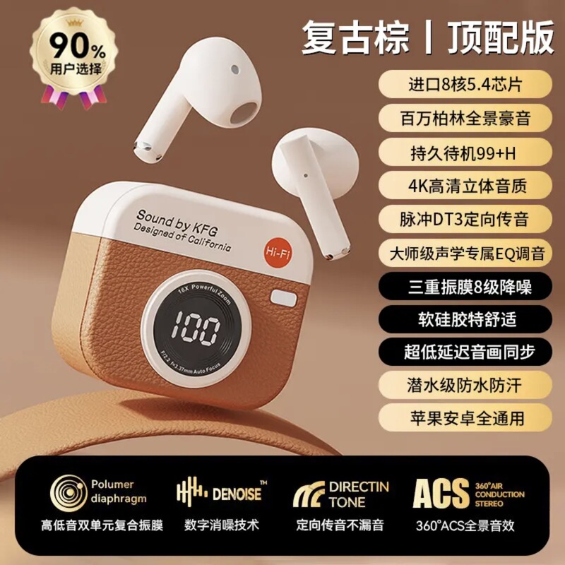 复古相机无线蓝牙耳机2025新款半入耳式高音质降噪高颜值超长续航|undefined