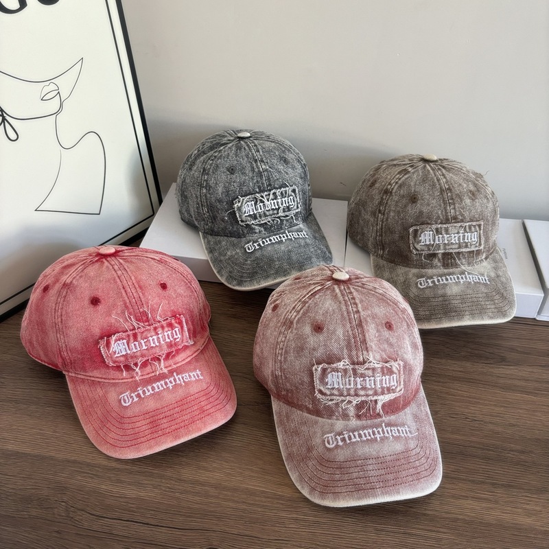 アメリカンレトロなリッピングベースボールキャップ、女性用、春と夏、古いウォッシュ加工、顔が見える、小さな多用途の文字刺繍入りアヒルの舌帽子|undefined