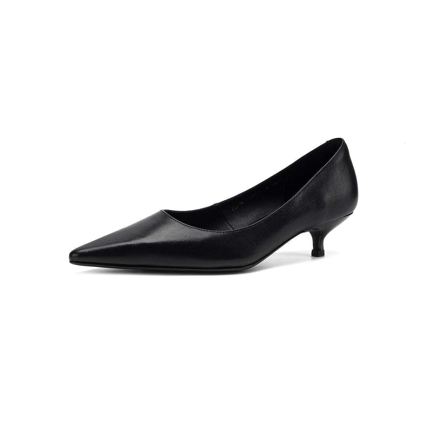 Giày đơn nữ mũi tròn bít da bò cao gót 4 cm phong cách Hàn Quốc — màu nâu