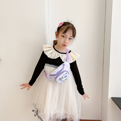 Fashionable Girls Small Waist Bag  Cute Print Girls Shoulder Chest Bag Kindergarten Baby Outing Coin Purse Bag