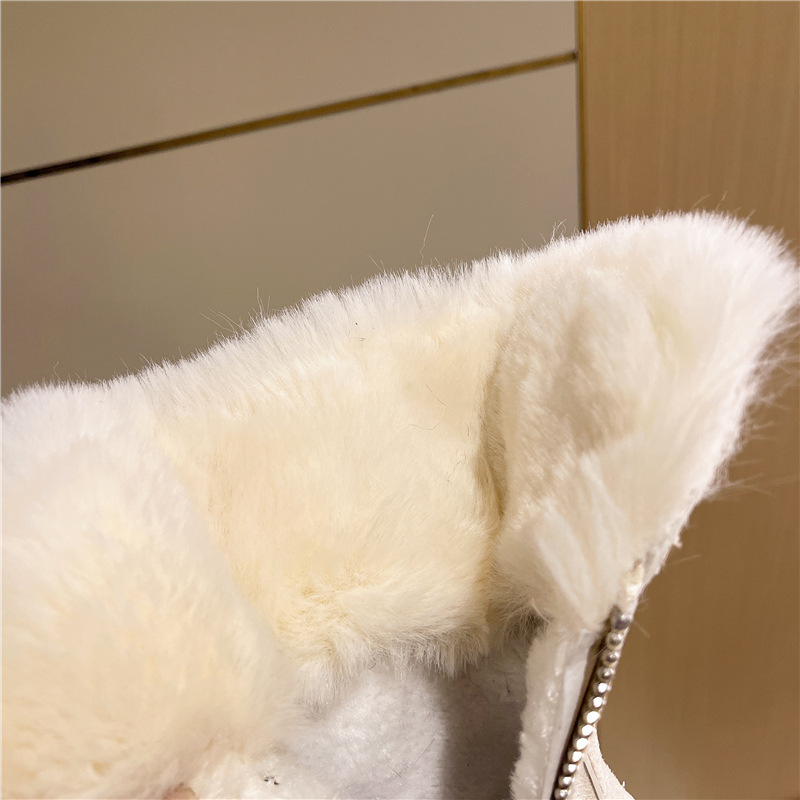 2023 Winter New Round Head Plush Thermal Side Zipper Low Barrel Flat Bottom Casual Student Women's Snow Boots_voghion.com