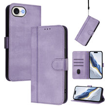 适用iPhone16E皮套15Pro纯色复古皮纹线条插卡钱包保护套三星S25