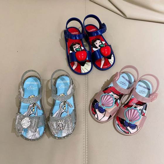 Melissa Children's Sandals Crystal Shoes melissa Jelly Shoes Leaky Toe Girls Princess Shoes