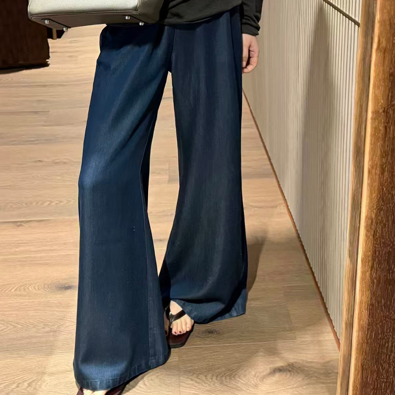 做货中天丝超垂软牛微喇九分/长款牛仔裤女夏薄款小个子休闲裤