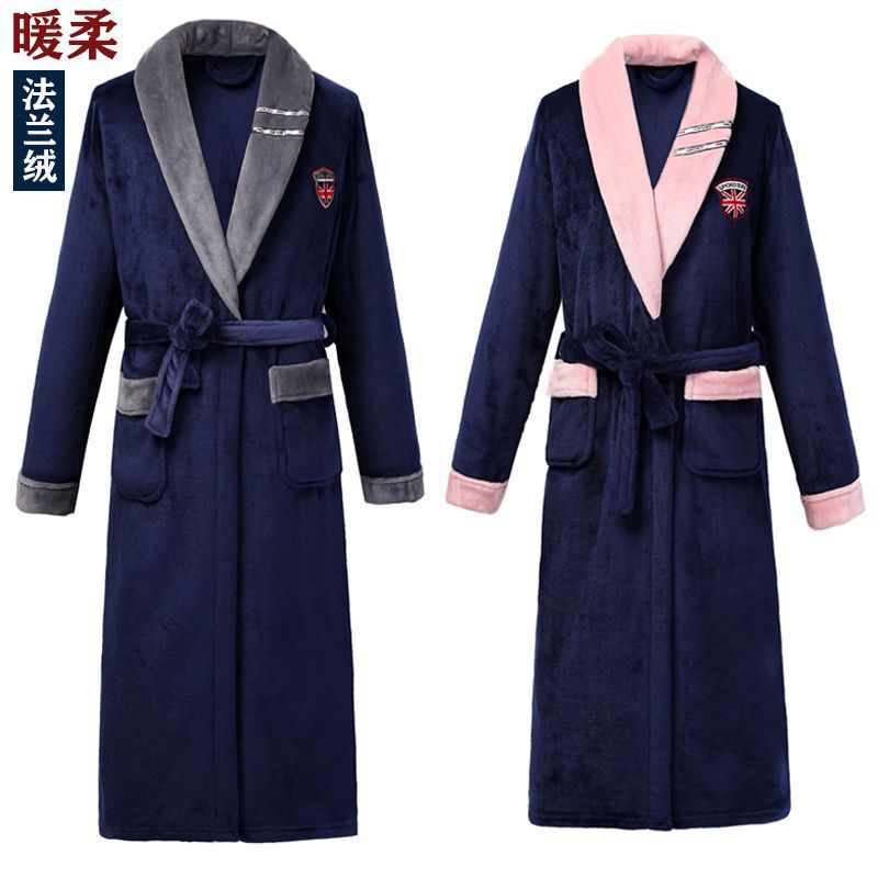 Winter Flannel Thickeneded Couple's Nightgown, Women's Coral Velvet Bathrobe, Men's Pajamas, Large Size Bathrobe, Home Wear, Long Style Winter Flannel Thickeneded Couple's Nightgown, Women's Coral Velvet Bathrobe, Men's Pajamas, Large Size Bathrobe, Home Wear, Long Style