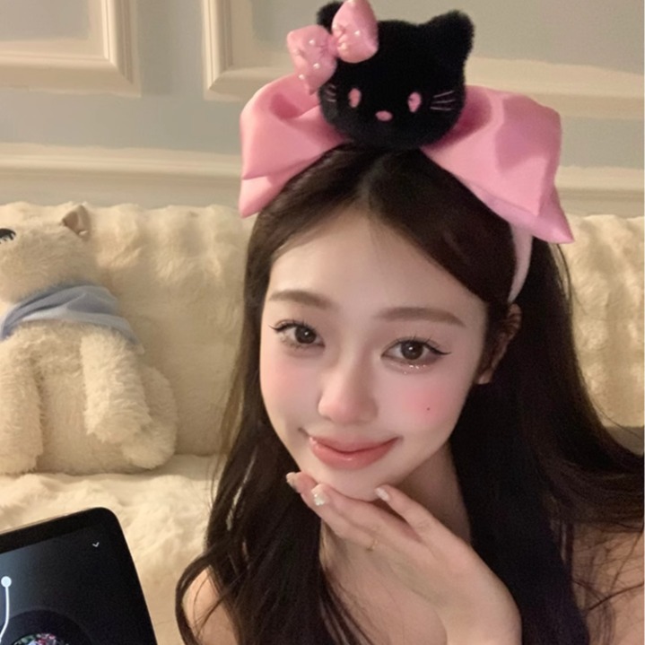 villano KT arco de lavado de cara correa de cabello de lavado correa de cabello de mujer correa de cabello correa de cabello jugar lindos dibujos animados fotos adornos para el cabello