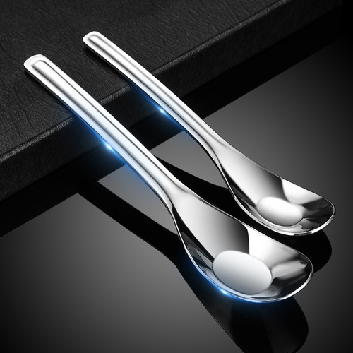 The same type of Yuanbao spoon 316 stainless steel baby feeding flat bottom household spoon drinking spoon spoon thickened