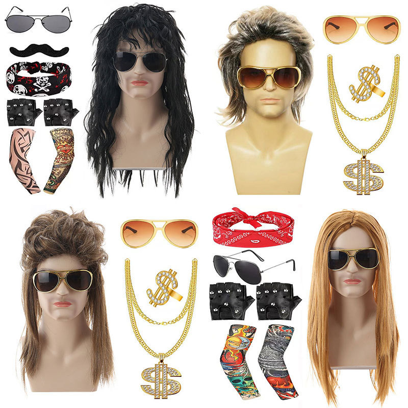 Amazon's Best-Selling Cos Punk Wig Set Heavy Metal European and American Men's Disco Hip-Hop Rock Wig Set Amazon's Best-Selling Cos Punk Wig Set Heavy Metal European and American Men's Disco Hip-Hop Rock Wig Set