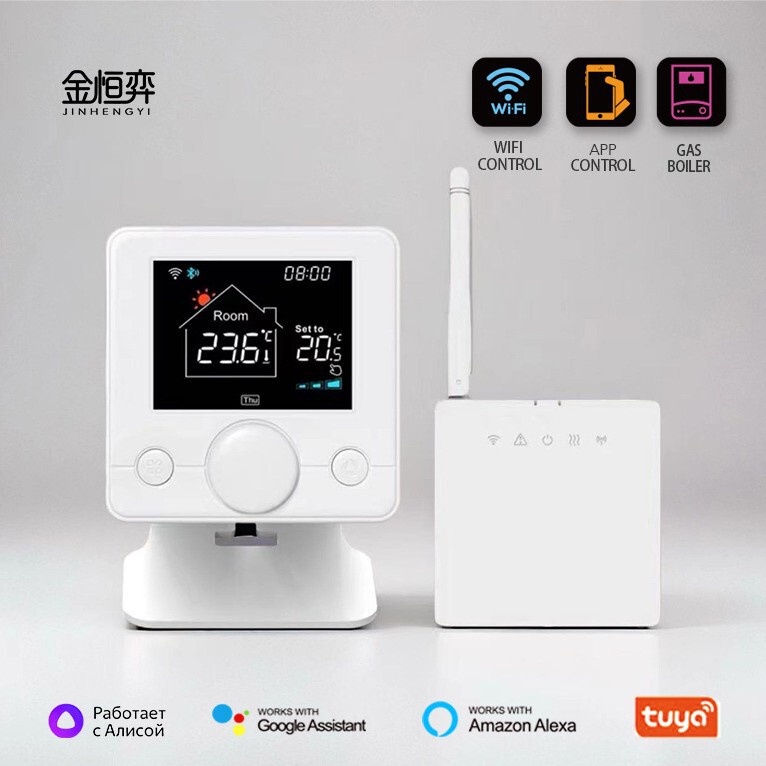 Graffiti WiFi Wireless Thermostat RF433 Plumbing Gas Boiler Thermostat Support Alexa Google