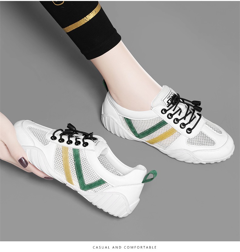 Giày sneaker nữ lưới thoáng khí đế bằng mẫu mới 2025 — 9160-2 (kiểu thoáng khí) màu trắng, 9160-2 (kiểu thoáng khí) màu be chi tiết 11