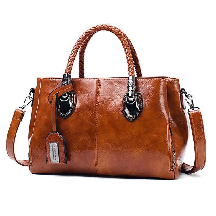 European and American retro women's bag trend, new cross-border hand-held shoulder crossbody bag made of oil wax leather for export, one piece, global consignment undefined