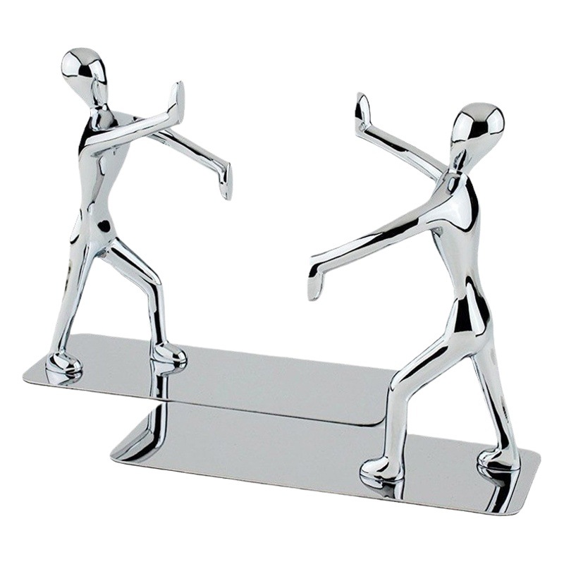 Libro de Metal soporte de libro titular de libro en forma humana titular de libro de acero inoxidable de escritorio de mano empuje adornos de decoración creativa