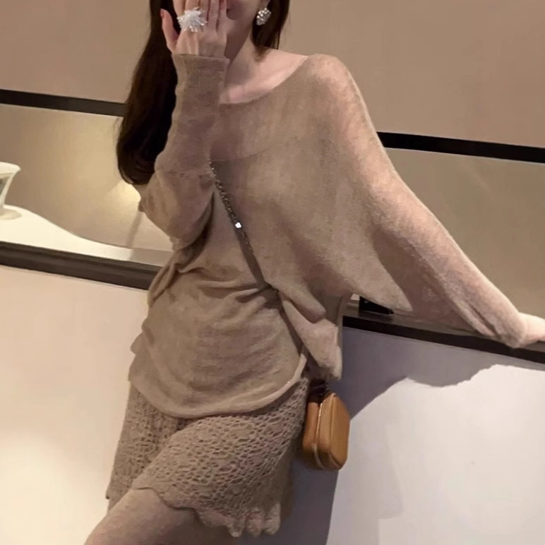 小香风气质穿搭一整套女秋装搭配蕾丝镂空针织衫上衣裤子两件套装|undefined