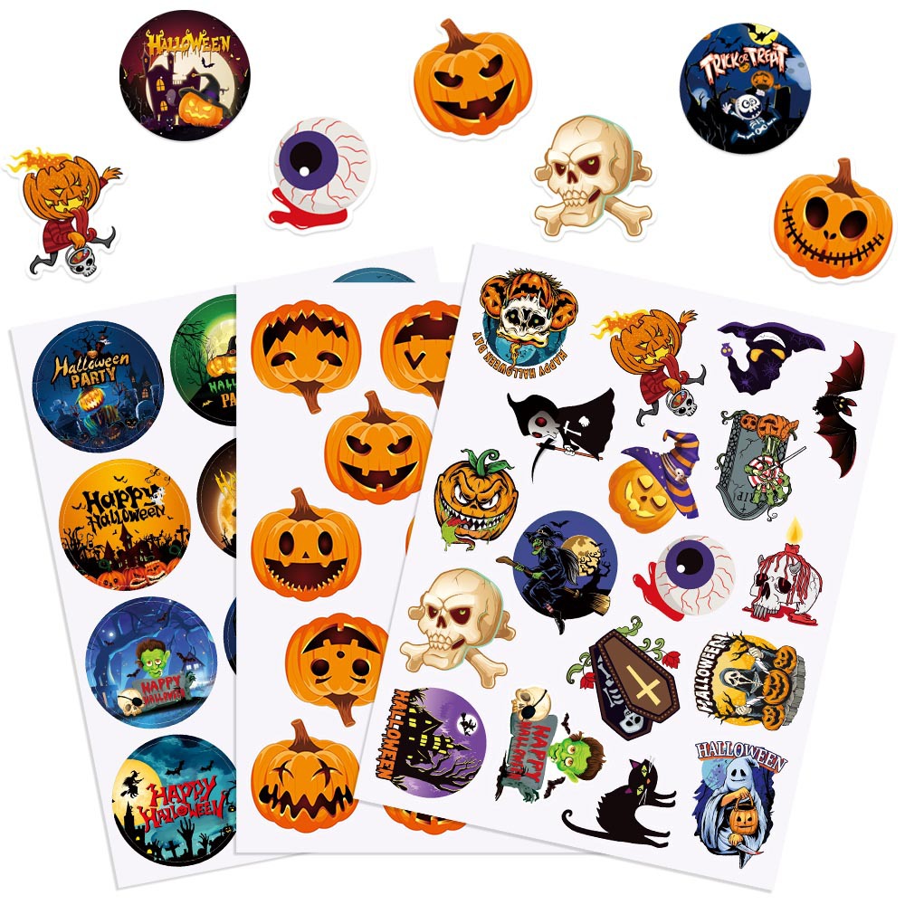 Pegatinas de calabaza decorativas transfronterizas de halloween pegatinas de sellado de cráneo bar horror atmósfera diseño pegatinas adhesivas