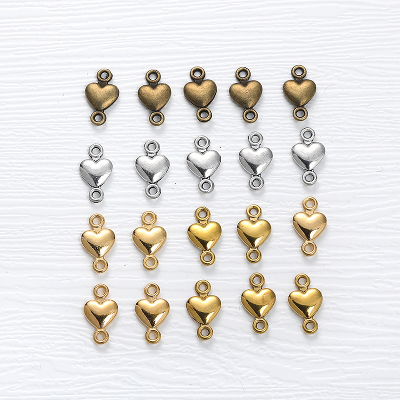 Wholesale multicolor double hole love 15x 8mm 0.6g DIY retro zinc alloy jewelry accessories zakka