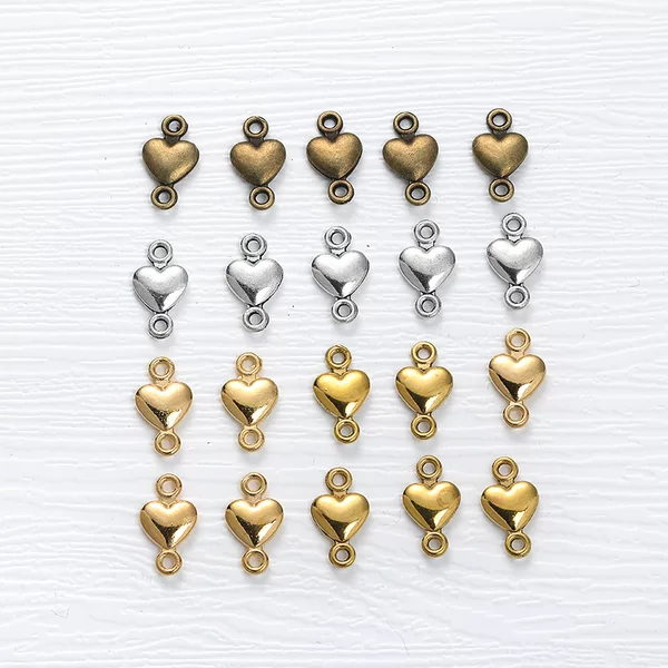 Wholesale multicolor double hole love 15x 8mm 0.6g DIY retro zinc alloy jewelry accessories zakka