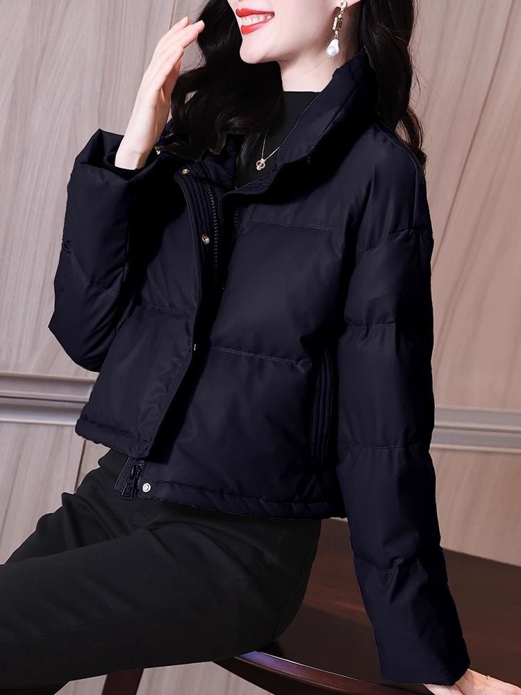 羽绒服立领短款羽绒棉服冬季宽松新款小个子面包加厚外套