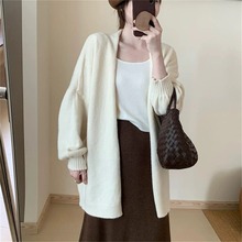 韩系温柔风开衫中长款毛衣外套女装早秋新款宽松慵懒软糯上衣潮