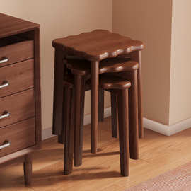 实木凳子家用可叠放客人备用凳乔迁新居餐桌凳结实耐用新中式方凳