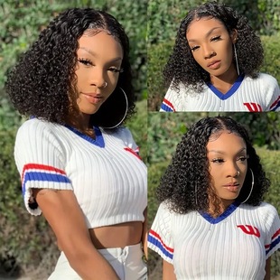 European and American wigs cross-border black hand tube wrapped tube small curly hair headgear hot front lace wig wig