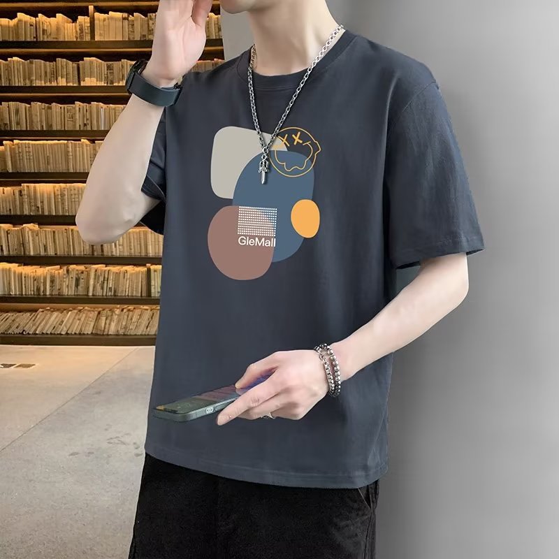 Camiseta de manga corta de moda para hombre 2023 nuevo verano estilo coreano suelta marca de moda para estudiantes cuello redondo casual Boys ins top