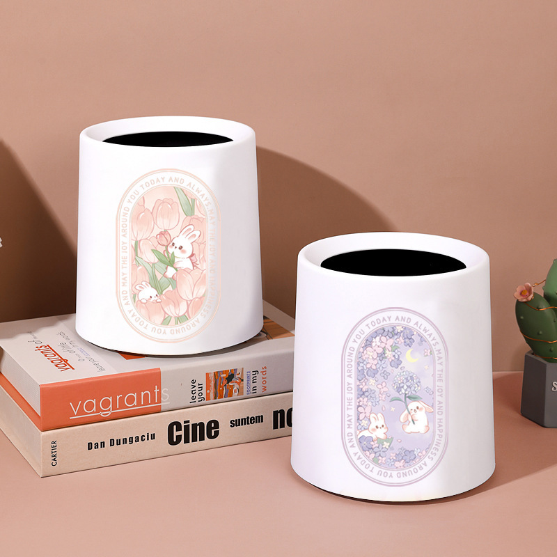 Trash Can Household 2025 New High-Looking Living Room Bathroom Mini Paper Basket Household Debris Storage Bucket Cute