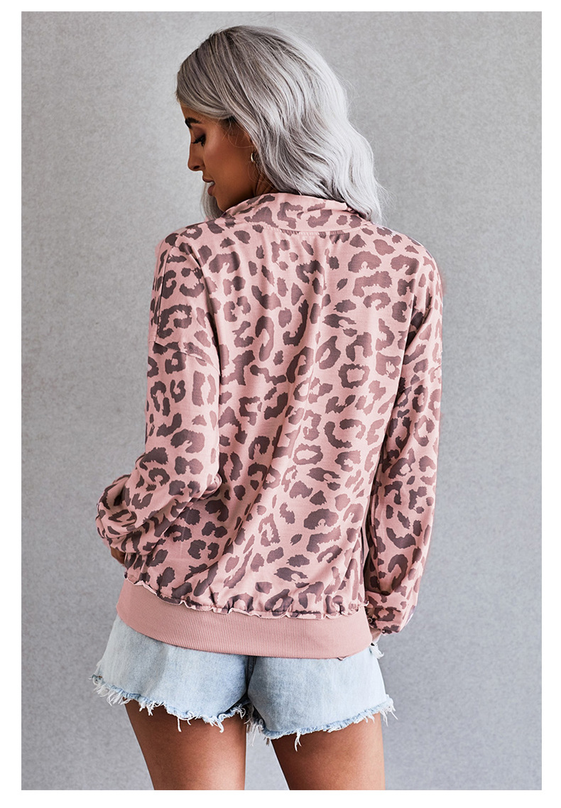 women s leopard print zipper long-sleeved sweatshirt nihaostyles clothing wholesale NSSI79521