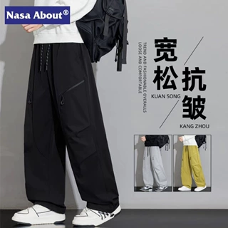NASA ABOUT户外阔腿工装裤男春秋季抽绳潮流宽松直筒百搭休闲长裤