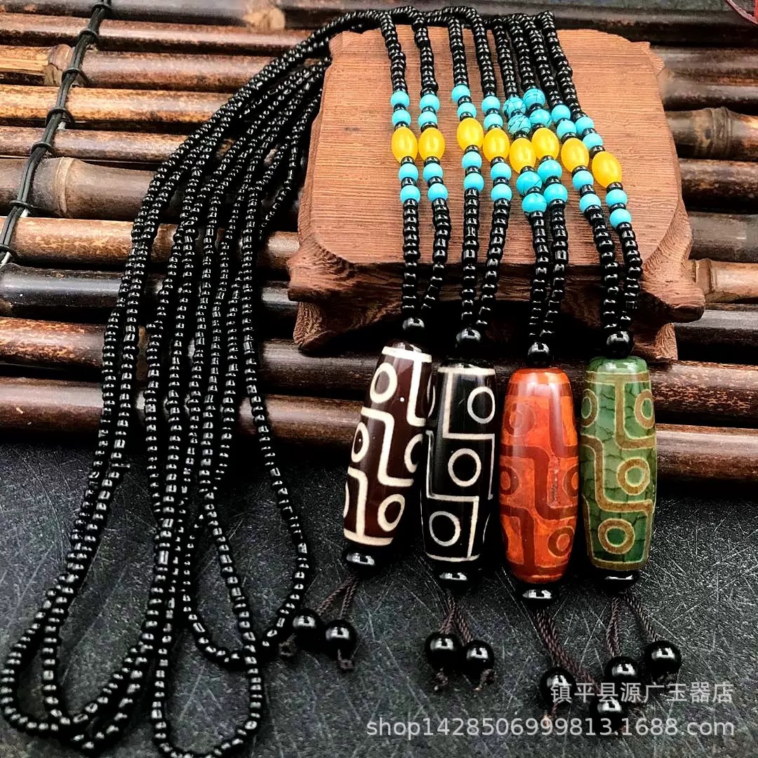 厂家批发天珠项链西藏玛瑙九眼天珠项链老玛瑙毛衣链会销礼品代发