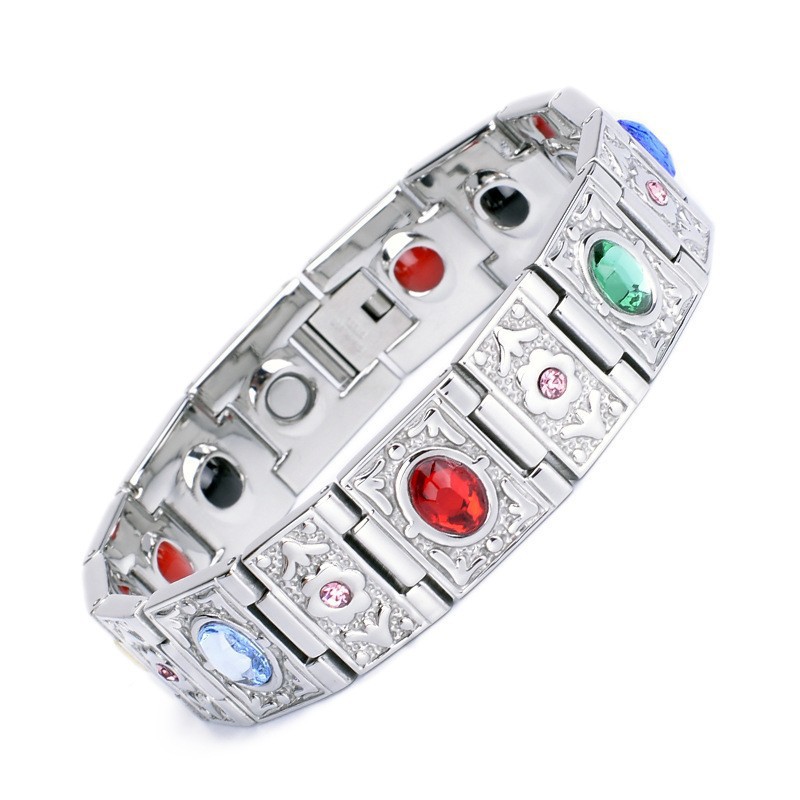 Bracelet 1pc explosive spot colorful crystal men's magnet health germanium magnetic titanium steel_ipsvogv.com