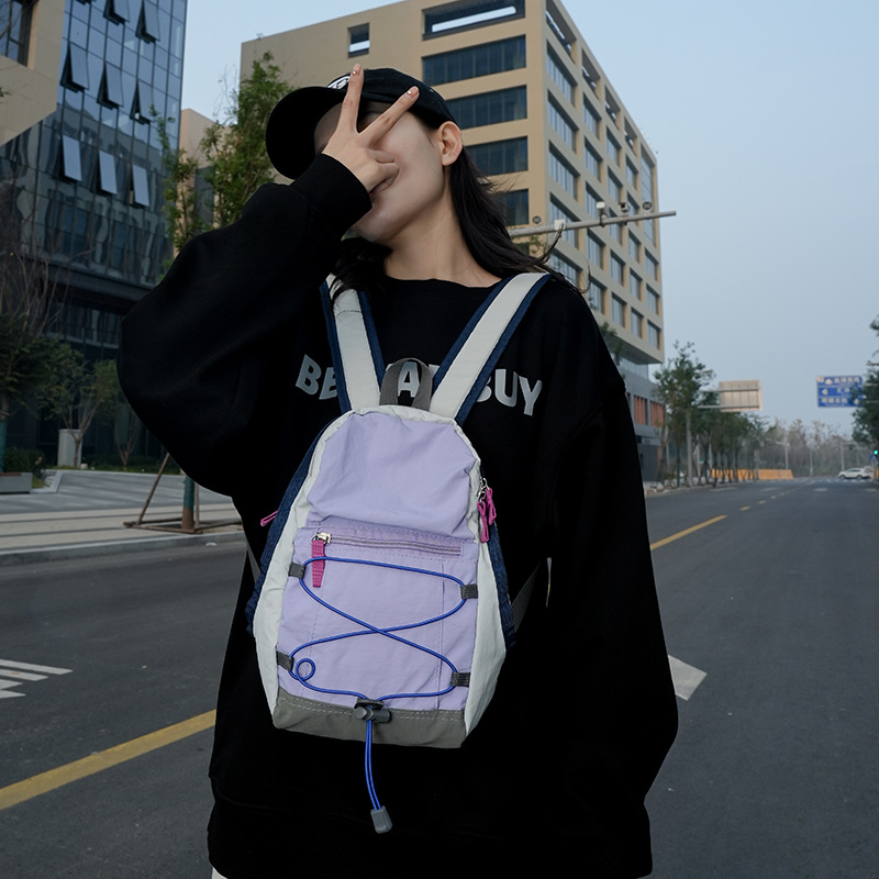 High Yan Value Junior Senior high school Student Class Schoolbag Outdoor Contrast Backpack Fashionable Lightweight Travel Bag Mountaineering Small Backpack