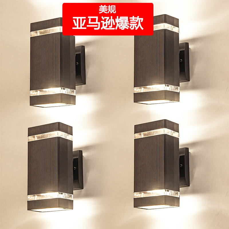 Cross-border dedicated square LED up and down outdoor wall lamp outdoor waterproof wall hanging external lamp background wall porch lamp