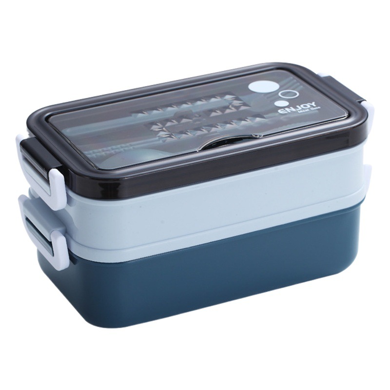 Caja de almuerzo aislada de doble capa 304 tazón de acero inoxidable de calidad alimentaria lonchera de plástico horno microondas vajilla traje de personalización de regalo