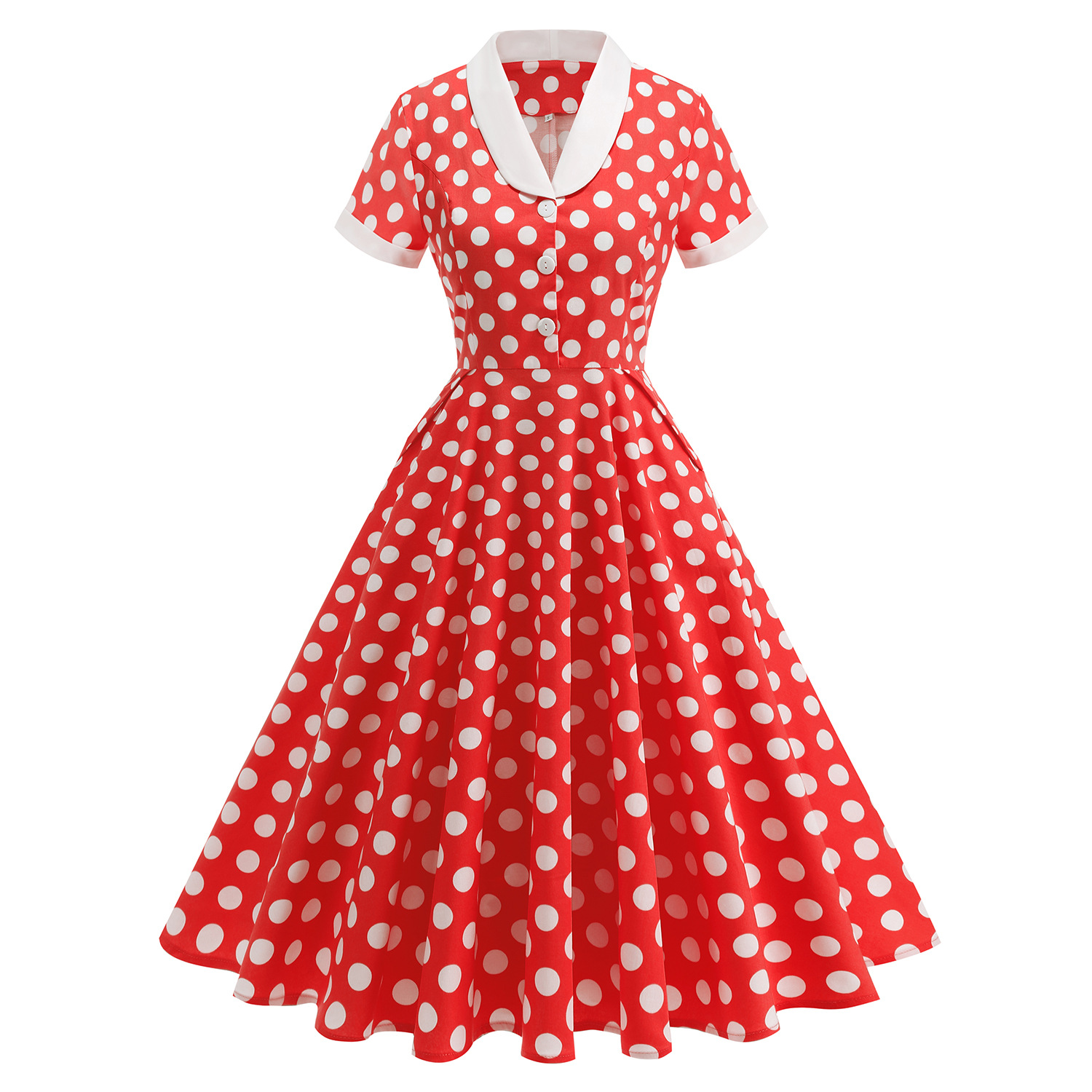 Hepburn-style Vintage Spring Outing Court-style Waist-cinching Light Dress, Annual Meeting Performance Outfit, Long_ecoleips.com