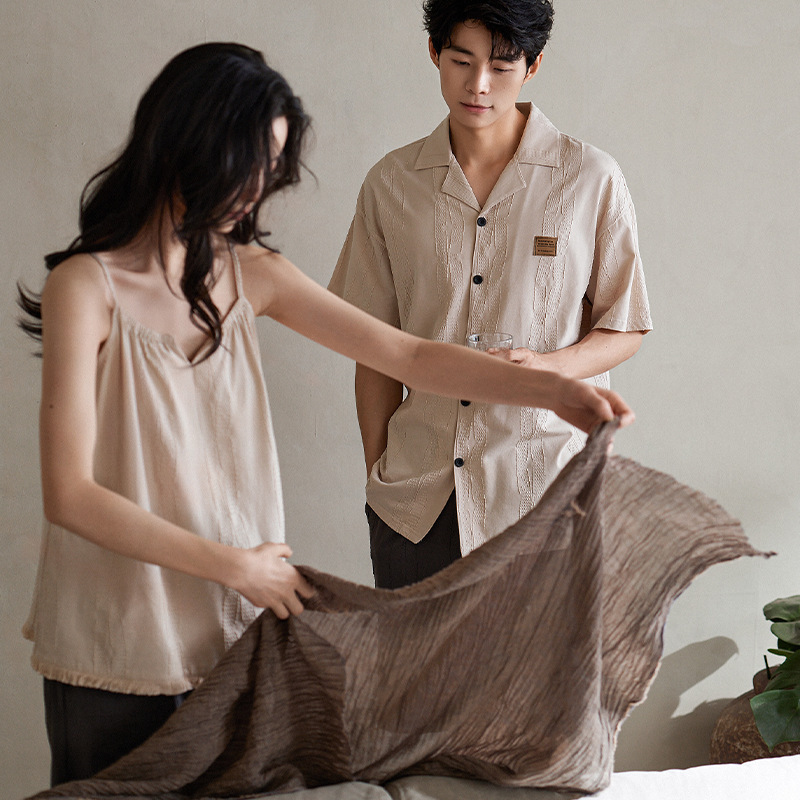 Couple Pajamas 2025 New Summer Pure Cotton Women's Sling Shorts Elegant Outer-Wearing Home Clothes Men's Thin suit Couple Pajamas 2025 New Summer Pure Cotton Women's Sling Shorts Elegant Outer-Wearing Home Clothes Men's Thin suit