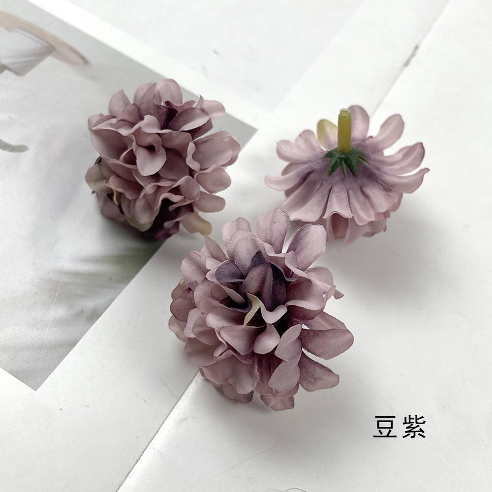 Simulación multicapa hortenida crisantemo cabeza DIY hecha a mano tocado material flor artificial decoración de la sala de bodas diseño de fondo de pared