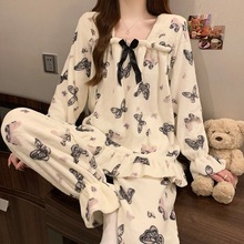 实体批发【5花型】冬季新款法兰绒睡衣女加厚甜美公主风一件代发