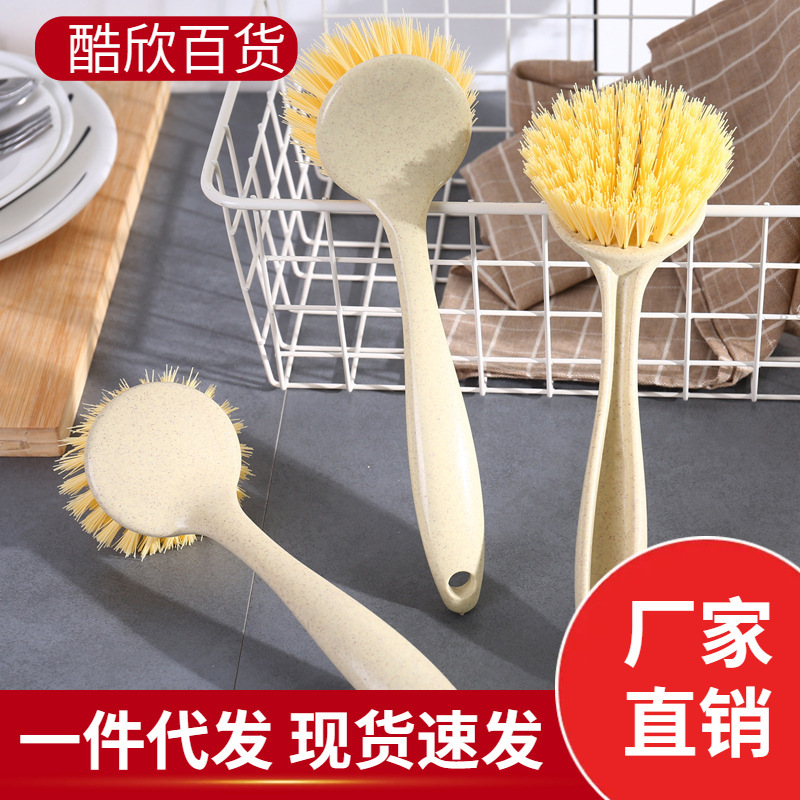 Wheat straw kitchen long handle brush countertop clean brush can be…