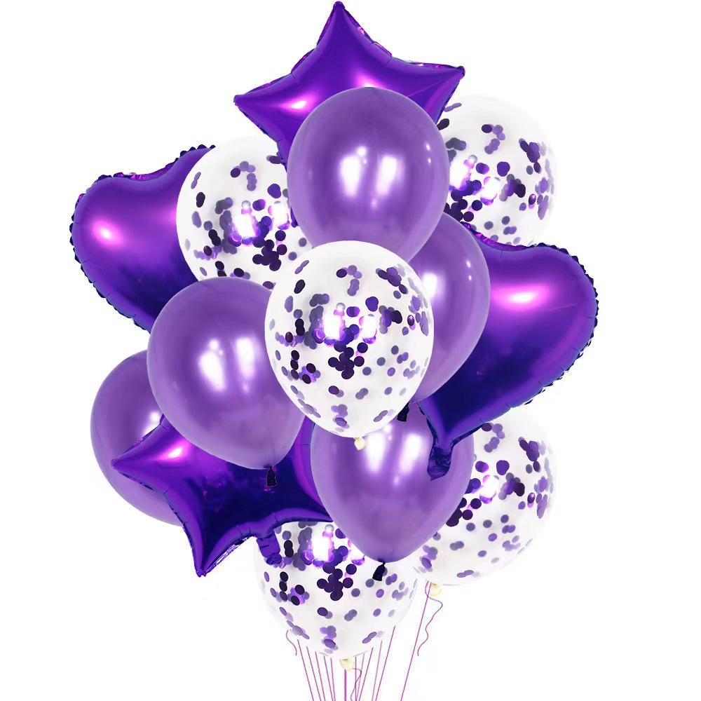 18 pulgadas 14PC película de aluminio lentejuelas Pearl Rose Gold Balloon Set Fiesta de cumpleaños de los niños Decoración ambiente arreglo globo