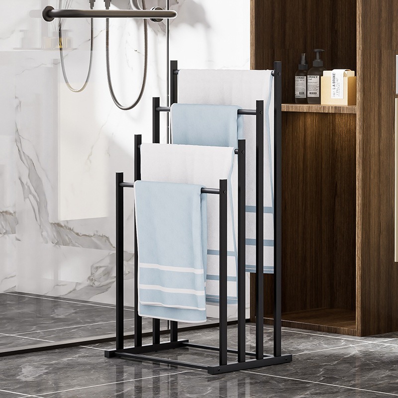 Bathroom Multi-Layer Floor Towel Rack ​ Bedroom Multifunctional Bath Towel Storage Rack Vertical Removable Towel Storage Rack