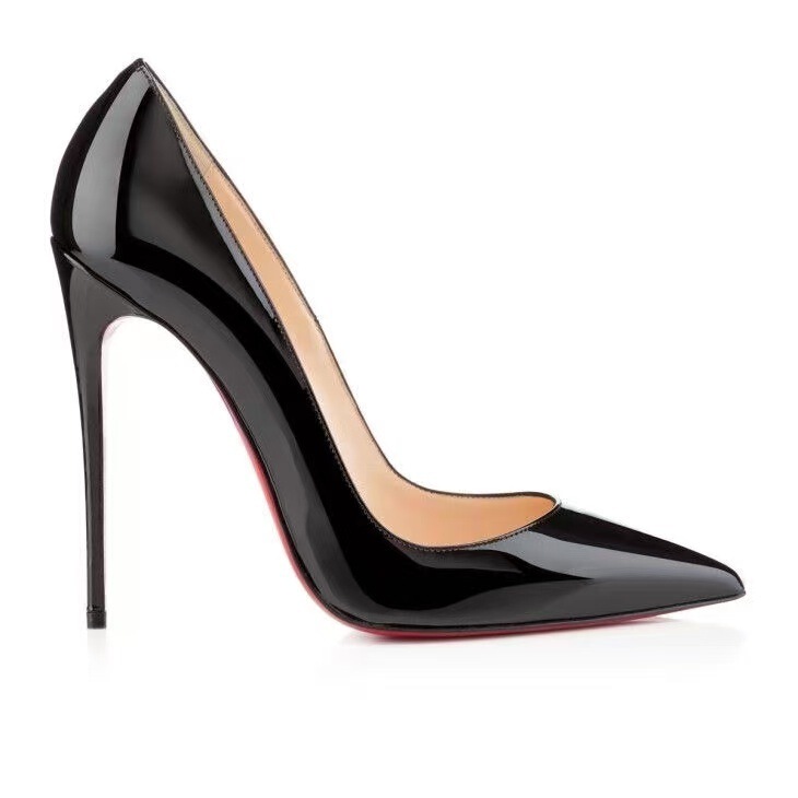 European Style High-Heeled Women's Shoes with Thin Heels, Cl Red Sole, Black Elegant Patent Leather, Sexy Pointed Toe, Ultra-High Heels